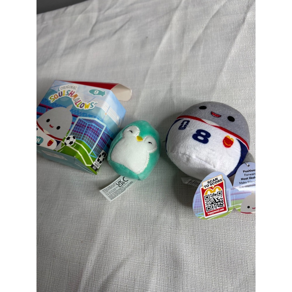 Squishmallows Gordon Shark Happy Meal Plush & Squishville Teal Penguin Lot
